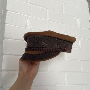 Vintage Soft Brown Suede Fisherman’s Cap/Hat with Cable Lining